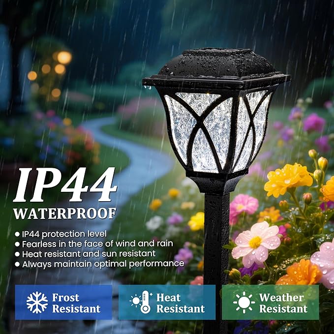 GIGALUMI Solar Lights Outdoor Waterproof, 8 Pack LED Solar Garden Lights, Outdoor Decorations, Garden Decor for Yard, Patio, Landscape, Planter, Walkway (Cold White)-HomvellaHome