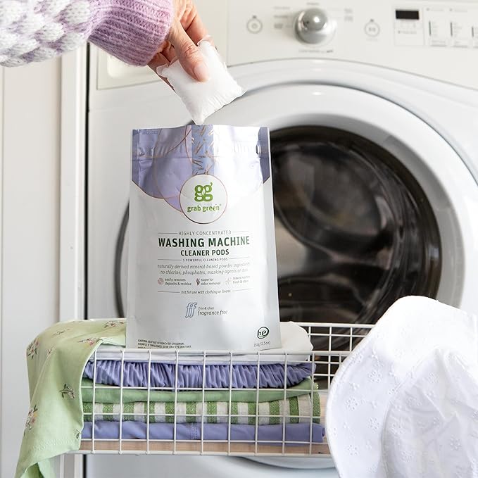Grab Green Washing Machine Cleaner, 5 Count, Fragrance Free, Mineral Based Removes Deposits and Odors, Naturally Cleans-HomvellaHome