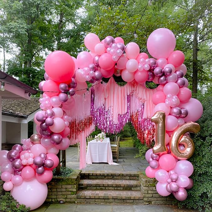 130pcs Pink Balloons Different Sizes 18" 12" 10" 5" Party Latex Balloons for Birthday Baby Shower Wedding Anniversary Princess Theme Party Decorations-HomvellaHome