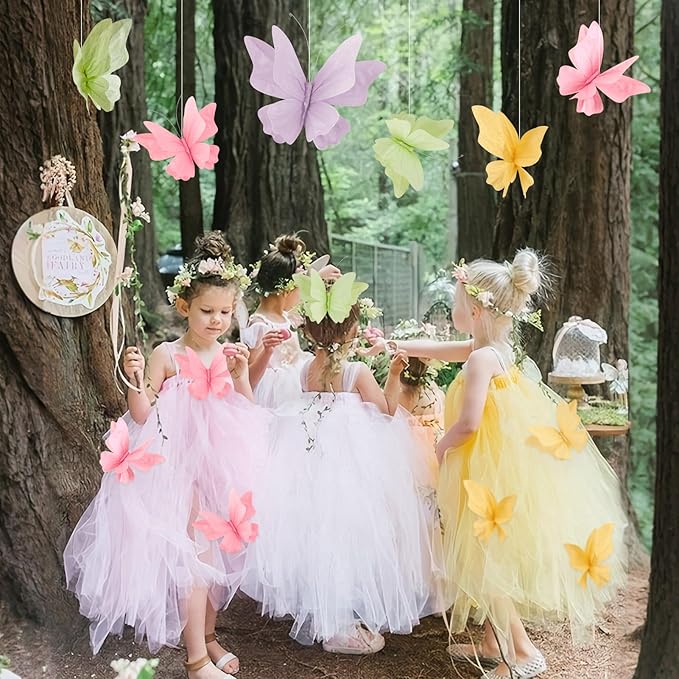 SUNBEAUTY Butterfly Party Decorations, 3D Paper Butterfly Decoration, Hanging Paper Butterfly for Baby Shower Decorations Girls, Women, Paper Flowers for Wall Decoration, Set of 4-HomvellaHome