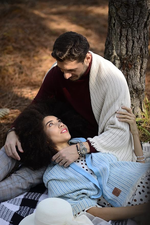 Gold Case Throw Blanket for Couch – 100% Recycled Turkish Cotton Blankets & Throws – Elegant Decorative Throw Blankets for Living Room Sofa – Woven Throws for Couch – Vintage Grey– 60x80-HomvellaHome