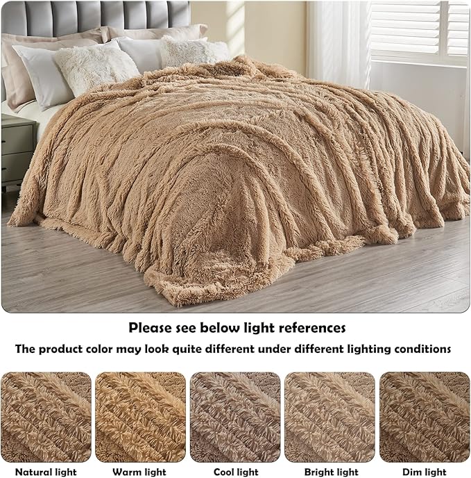 GONAAP Fuzzy Faux Fur Throw Blanket Twin Size Brown Super Soft Cozy Plush Fuzzy Shaggy Blanket for Couch Sofa Bed (Brown, Twin(60"x80"))-HomvellaHome
