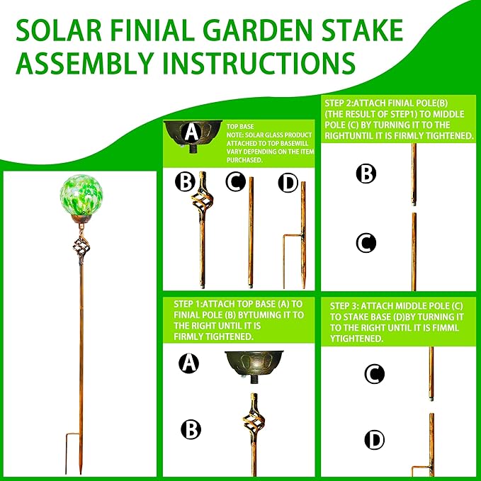 Garden Solar Lights, Decorative LED Honeycomb Glass Ball Garden Stake, Glass and Metal Outdoor Decoration, 4 x 31 Inch (Green)-HomvellaHome