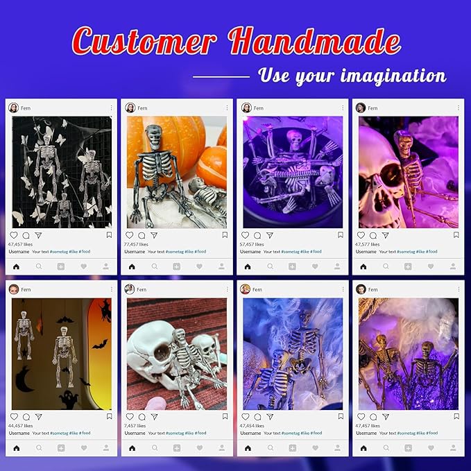 10 Pcs mini skeleton halloween decoration With hemp rope，6”small plastic posable halloween tiny skeleton figurines decor for Halloween Indoor Outdoor Graveyard Decor Haunted House Party Favors-HomvellaHome