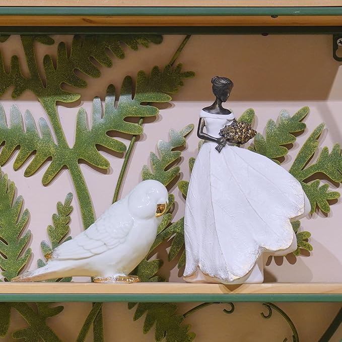 Guichifun Fairy Statue Collection Home Decoration - White Leaf Angel Girls Resin Home Decor for Outside or Inside Rustic Garden Grave Decorations for Cemetery Figurines Gift 5 x 3 x 7.5 Inch-HomvellaHome