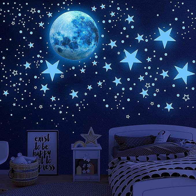 1078Pcs Glow in The Dark Stars for Ceiling Glowing Space and Moon Decals Universe Stickers Kids Wall Decor Perfect for Boys Girls Nursery Bedroom Living Room-HomvellaHome