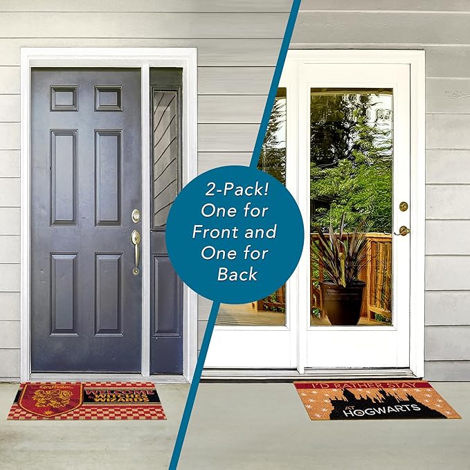 Gertmenian Harry Potter Coir Doormat - 2x3 Welcome Mat (2-Pack), Ideal for High Traffic Areas in Front Door, Garage, Entryway - Paramount Hogwarts/Witches, 80027-HomvellaHome