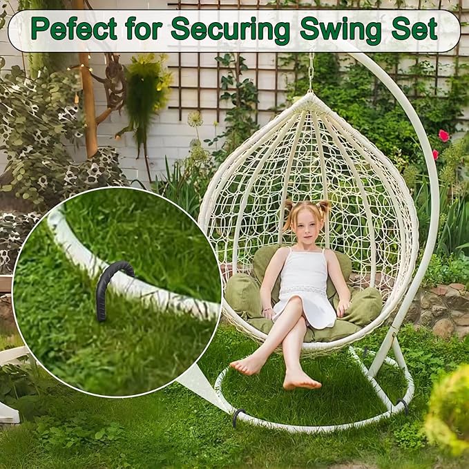 16 Inch Ground Rebar Stakes Heavy Duty J Hook Ground Anchors 40 Pack, Tent Stakes with Chisel Point End, Chain Link Fence Spikes for Bounce House, Gazebos and Outdoor Decorations Inflatables-HomvellaHome