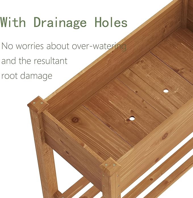 GHWIE Raised Garden Bed with Shelf,Elevated Wooden Planter Box with Legs,Garden Planter for Backyard, Patio, Balcony-HomvellaHome