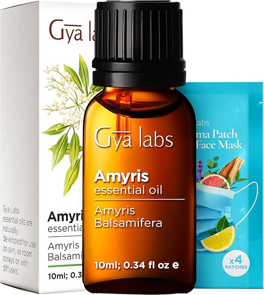 Gya Labs Amyris Essential Oil for Skin - 0.34 Fl Oz - 100% Pure Natural Amyris Oil for Diffuser, Massage, Aromatherapy & Candle Making Scent-HomvellaHome