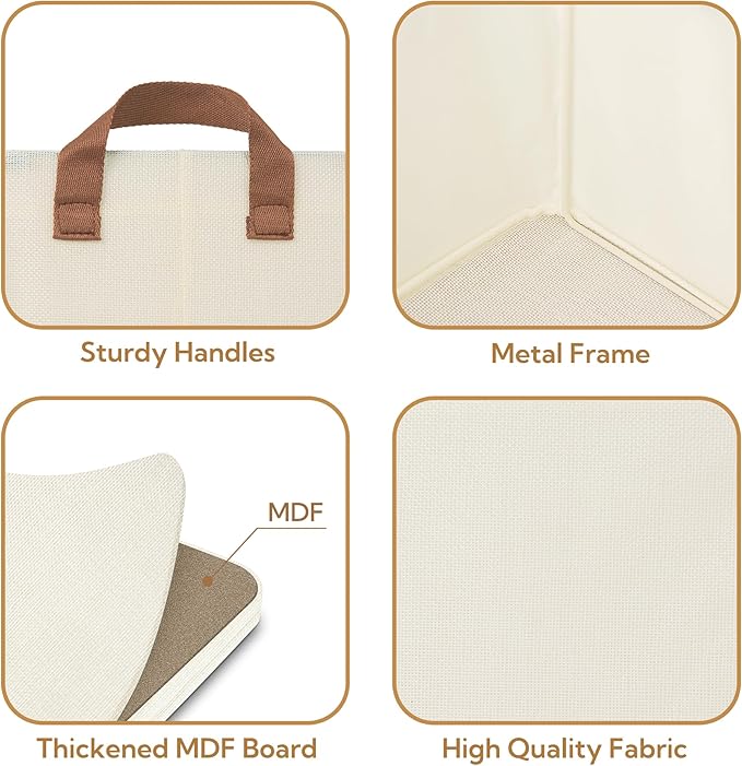 GRANNY SAYS Storage Baskets for Shelves, Closet Organizer Bins, Clothes Storage Bins with Metal Frame, Extra Large Baskets for Organizing and Storage, Collapsible, Ivory, 2-Pack-HomvellaHome