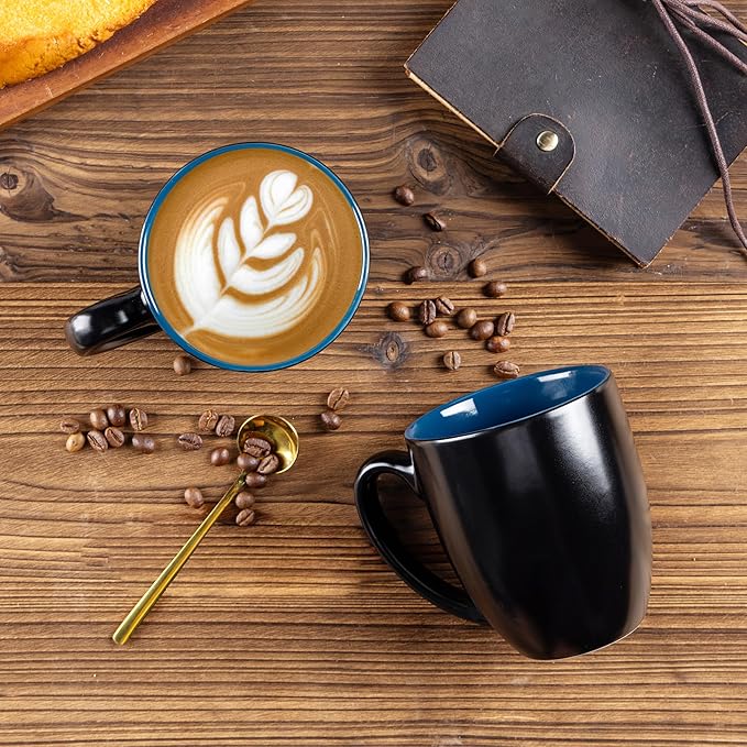 GBHOME 16oz Coffee Mugs Set of 6, Large Ceramic Coffee Mugs for Man, Woman, Dad, Mom, Modern Coffee Mugs Set with handle for Tea/Latte/Cappuccino/Milk/Cocoa. Dishwasher&Microwave Safe,Blue-HomvellaHome