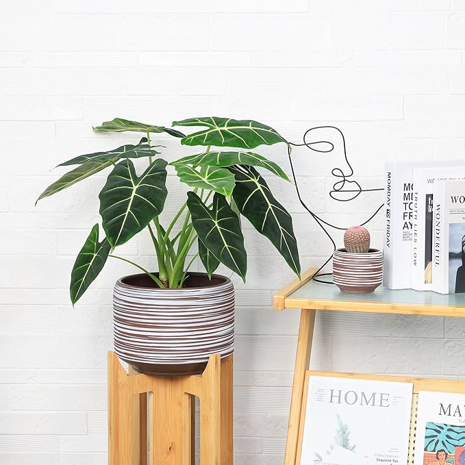 10 Inch Ceramic Plant Pot with Drainage – Large Flower Pot for Indoor Outdoor Plants, Modern Decorative Planter for Patio, Balcony, Garden, or Home Decor-HomvellaHome