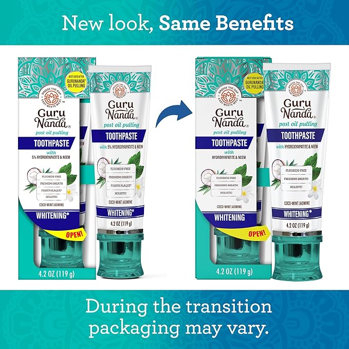 GuruNanda Hydroxyapatite Toothpaste, SLS & Fluoride Free (4 Pack), Whitening Toothpaste - Freshens Breath, Fights Plaque - with 2 Toothbrushes, 2 Tongue Scrapers & 2 Tube Squeezers-HomvellaHome