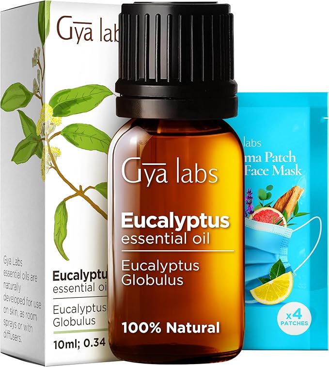 Gya Labs Eucalyptus Essential Oil for Diffuser - 0.34 Fl Oz - 100% Pure Natural Eucalyptus Oil for Skin, Humidifier, Candle Making & Aromatherapy - Fresh, Cooling Scent-HomvellaHome