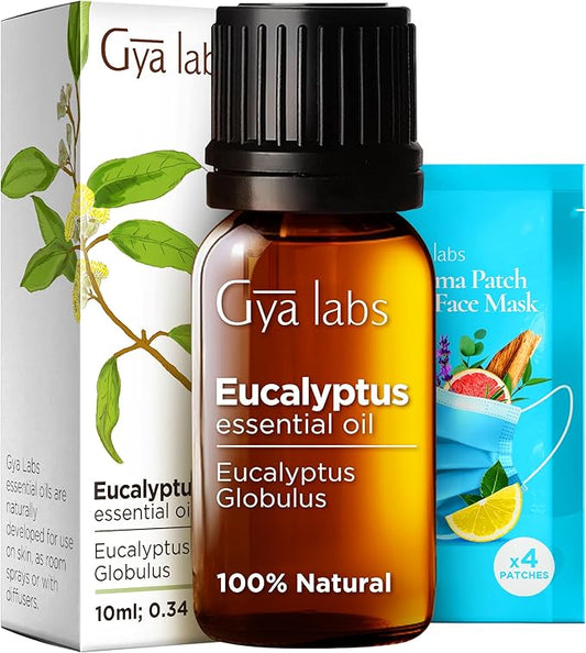 Gya Labs Eucalyptus Essential Oil for Diffuser - 0.34 Fl Oz - 100% Pure Natural Eucalyptus Oil for Skin, Humidifier, Candle Making & Aromatherapy - Fresh, Cooling Scent-HomvellaHome