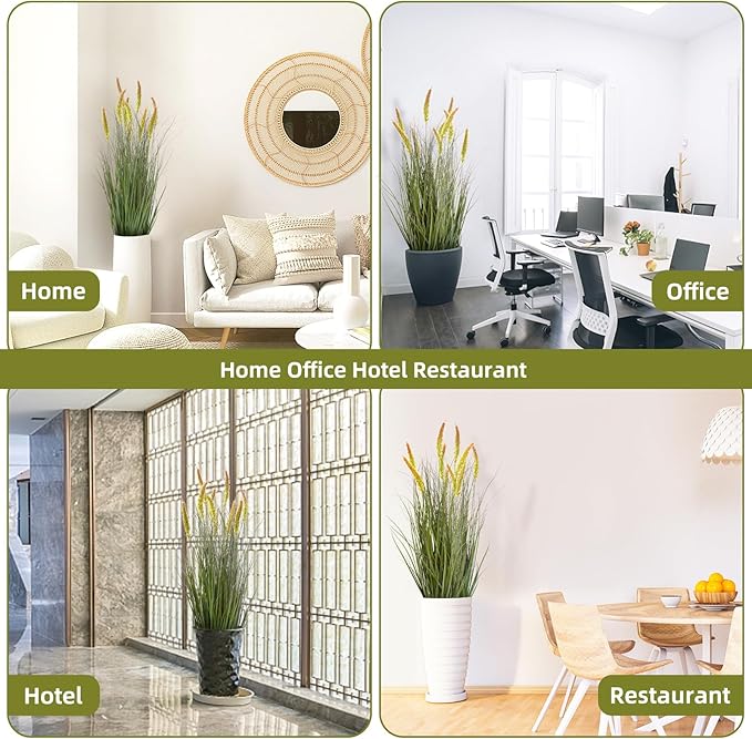 Green Onions Fake Plants,Artificial Plants Indoor, Fake Grass Decor Green Plant Fake Outdoor Flowers Fake Succulents,Artificial Tall Grass Plants with Pots House Decorative(36“ 2 Pack)-HomvellaHome