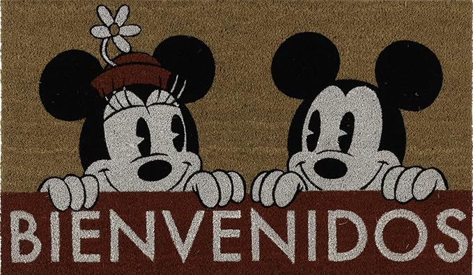 Gertmenian Disney Mickey Mouse Doormat Rug Retro Front Door Coir Mat Welcome Home Indoor Outdoor Entryway Carpet, 2-Pack 20x34, Minnie Bienvenidos/Hola-HomvellaHome