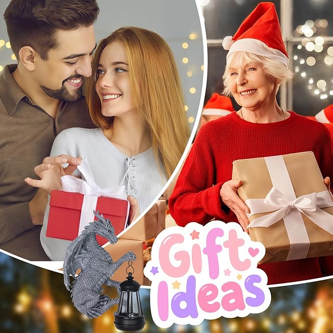 Garden Statues Tree Hugger Dragon - Halloween Dragon Statue Solar Lights Outdoor Patio Wall Decor,Christmas& Mothers Day&Birthday Gifts for Grandma Mom Women,Ideas Arts Crafts Waterproof Resin Lantern-HomvellaHome