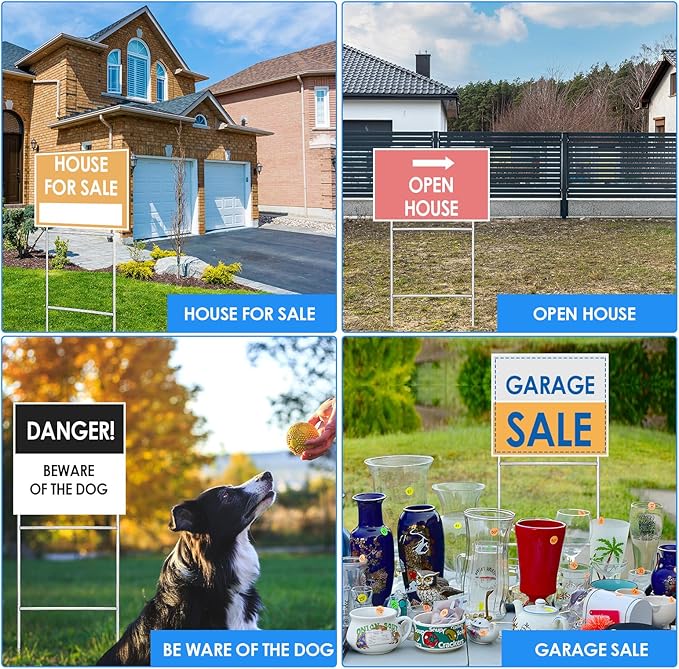 100 Pcs H Stakes for Yard Signs 30'' x 10'' Metal Heavy Duty H Frame Wire Stakes Weatherproof Metal Holder for 4mm 5mm Corrugated Signs Advertising Board Guidepost Yard Halloween Decor-HomvellaHome