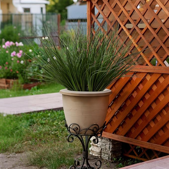 16PCS 17.3" Fake Plants Artificial Wheat Grass Greenery Plastic Plants Fake Grass Artificial Plants for Outdoor Decor Artificial Grass Plant with Greenery Stems for Indoor Home Decoration-HomvellaHome