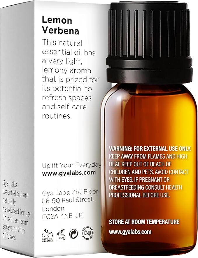 Gya Labs Lemon Verbena Essential Oil for Diffuser - 0.34 Fl Oz - 100% Pure Natural Lemon Verbena Oil for Skin, Hair, Perfume, Bath Bombs & Candle Making Scent-HomvellaHome