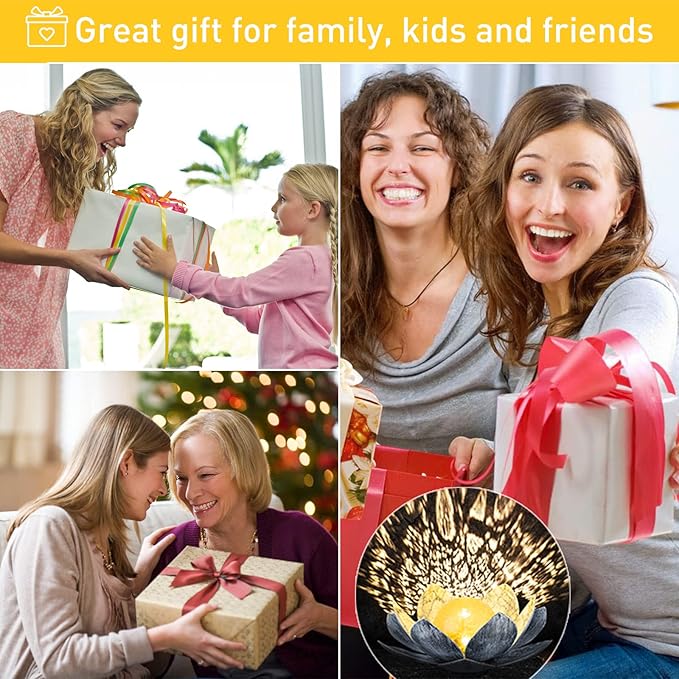 Garden Solar Light Outdoor(2Pack), Amber Crackle Globe Glass Lotus Decoration, Waterproof Gary Metal LED Flower Lights for Patio,Lawn,Walkway,Tabletop, Garden Gifts for Women-HomvellaHome