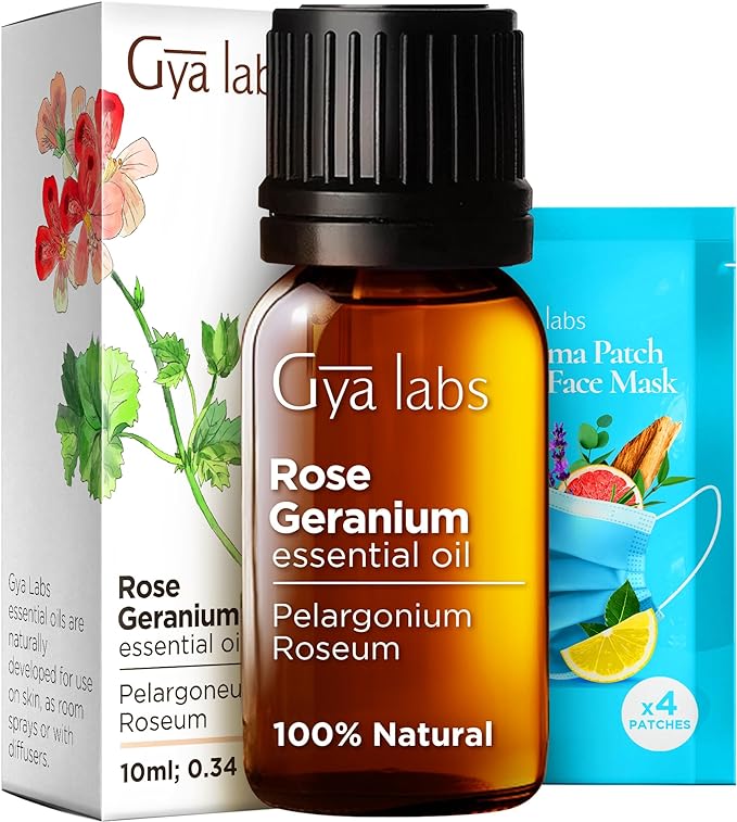 Gya Labs Rose Geranium Essential Oil for Skin - 0.34 Fl Oz - 100% Pure Natural Rose Geranium Oil for Diffuser, Aromatherapy Self-Care & Candle Making Scent-HomvellaHome