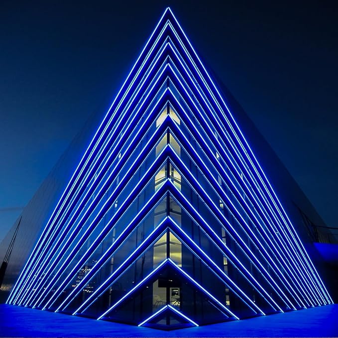 GZBtech Flexible LED Neon Rope Lights 50FT,AC 110-120V Waterproof Strip Light, 120 LEDs/M Cuttable Connectable Neon Lighting for Indoor Outdoor Home Decor/Commercial Building Use-Blue 15M-HomvellaHome