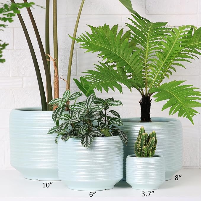 10 Inch Ceramic Plant Pot with Drainage – Large Flower Pot for Indoor Outdoor Plants, Modern Decorative Planter for Patio, Balcony, Garden, or Home Decor-HomvellaHome