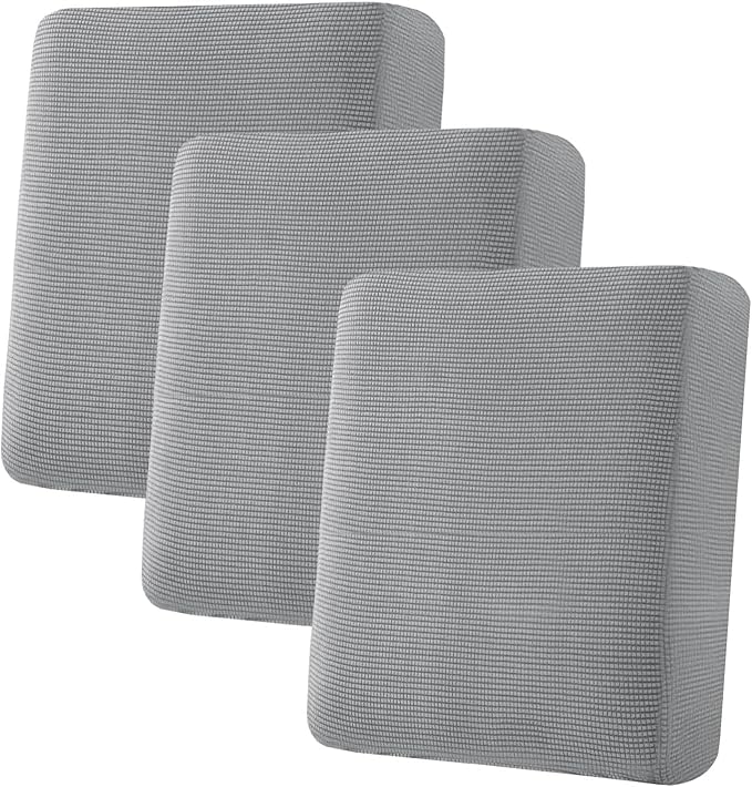 H.VERSAILTEX Super Stretch Individual Seat Cushion Covers - 3 Piece Sofa Cushion Covers in Dove, Thick Jacquard Textured Twill Fabric-HomvellaHome