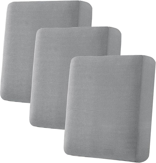 H.VERSAILTEX Super Stretch Individual Seat Cushion Covers - 3 Piece Sofa Cushion Covers in Dove, Thick Jacquard Textured Twill Fabric-HomvellaHome