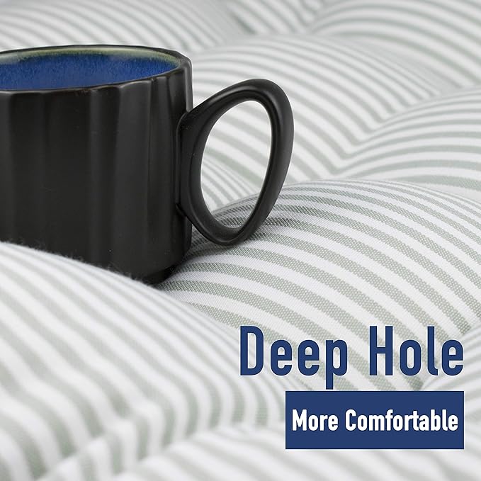 Tiita Stripe Patio Seat Cushions 22"x22" Round Chair Pads Home Floor Cushion Window Pad Set of 2 Throw Pillows Indoor/Outdoor, Green-HomvellaHome