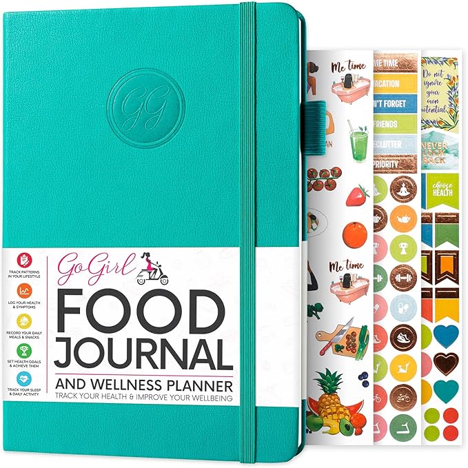 GoGirl Food Journal & Wellness Planner –– Diet & Fitness Diary – Nutrition Journal with Meal, Exercise & Weigh Loss Tracker, A5 (Turquoise)-HomvellaHome