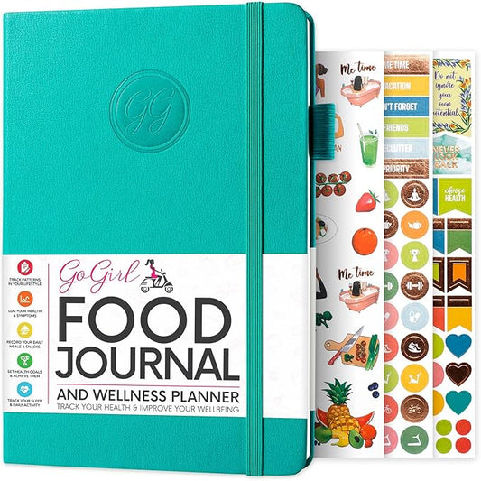 GoGirl Food Journal & Wellness Planner –– Diet & Fitness Diary – Nutrition Journal with Meal, Exercise & Weigh Loss Tracker, A5 (Turquoise)-HomvellaHome