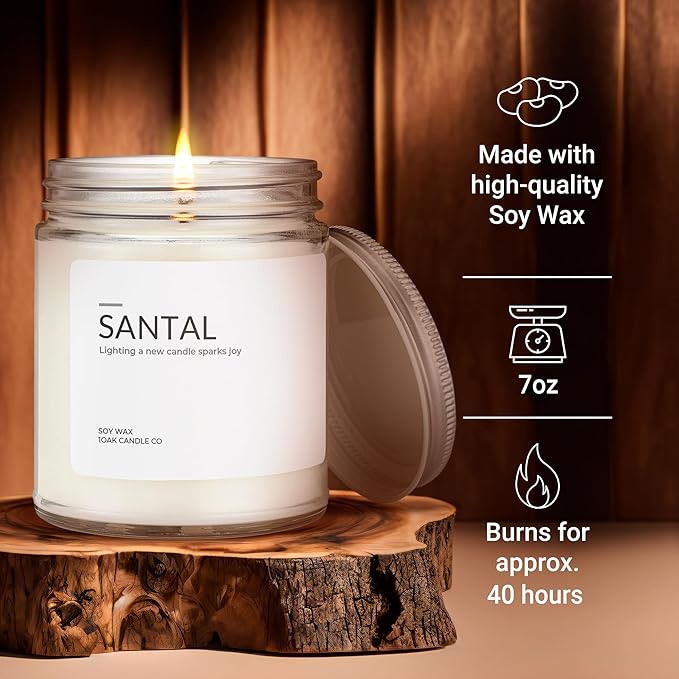 1OAK Soy Santal Candle (Santal) - Soy Wax Scented Candle - Candles for Home Scented - Long Burning Candles Premium - Hand-Poured (7oz.)-HomvellaHome