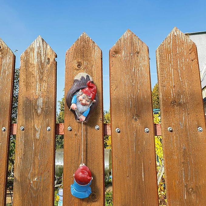 Gnome Tree Hugger Figurines Miniature Fairy Elf Climbing Tree Hanging Statue Garden Sculpture Decorative Outdoor Ornaments-HomvellaHome