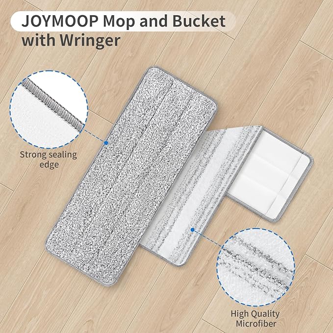 10Pcs Joymoop Mop Replacement Pads, 15 * 4.9'' Universal Mop Pads Mop Head Refills Washable Wet Mop, Compatible with Most 11-14” Size Mops-HomvellaHome