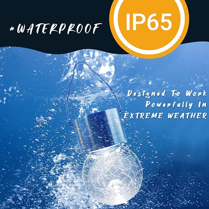 GIGALUMI 24 Pack Solar Outdoor Lights, Solar Hanging Lights for Christmas Decoration-Cracked Glass Solar Lights Outdoor Waterproof for Garden, Yard, Fence, Tree(Cold White)-HomvellaHome