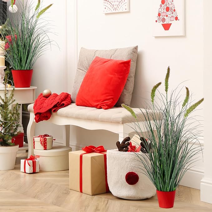 Green Onions Fake Plants,Artificial Plants Indoor, Fake Grass Decor Green Plant Fake Outdoor Flowers Fake Succulents,Artificial Tall Grass Plants with Pots House Decorative(36“ 1 Pack)-HomvellaHome