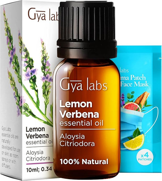 Gya Labs Lemon Verbena Essential Oil for Diffuser - 0.34 Fl Oz - 100% Pure Natural Lemon Verbena Oil for Skin, Hair, Perfume, Bath Bombs & Candle Making Scent-HomvellaHome