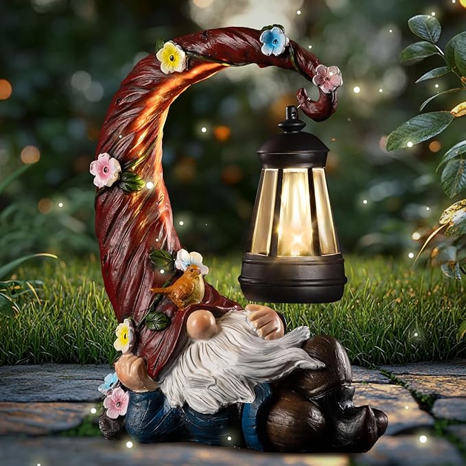 Garden Gnomes Outdoor Statues with Solar Light Funny Gnome Decor Gifts for Women Mom Gnomes Decorations for Home Patio Lawn Yard Garden Decor-HomvellaHome