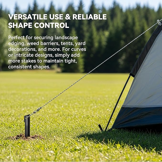 12Inch Metal Landscape Edging Stakes, 13Pcs Galvanized Steel Garden Stakes Top Curved Corrugated Landscaping Anchoring Spikes for Yard, Black-HomvellaHome