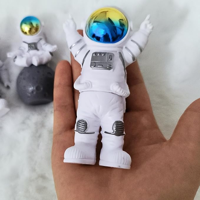 Gradient Astronaut Statues Set of 4, Spaceman Figurines Space Theme Party Nursery Home Office Decor-HomvellaHome