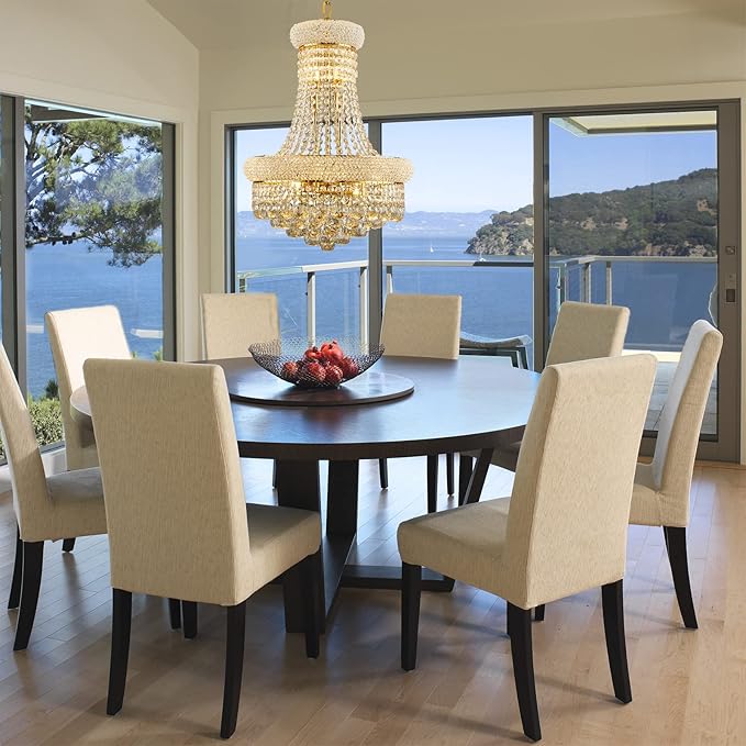 10 - Light Unique Empire Crystal Chandelier for Foyer Entryway Living Room Dining Room Bedroom Hallway Gold Finish-HomvellaHome