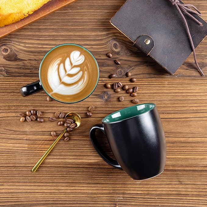 GBHOME 16oz Coffee Mugs Set of 6, Large Ceramic Coffee Mugs for Man, Woman, Dad, Mom, Modern Coffee Mugs Set with handle for Tea/Latte/Cappuccino/Milk/Cocoa. Dishwasher&Microwave Safe,Green-HomvellaHome