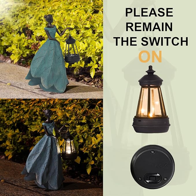 Guichifun Fairy Statues Solar Outdoor Lights - Resin Garden Figurines Decorations for Patio Yard Lawn Decor Housewarming Gardening Gifts for Women Mom 7.4 x 5.3 x 12 Inch-HomvellaHome