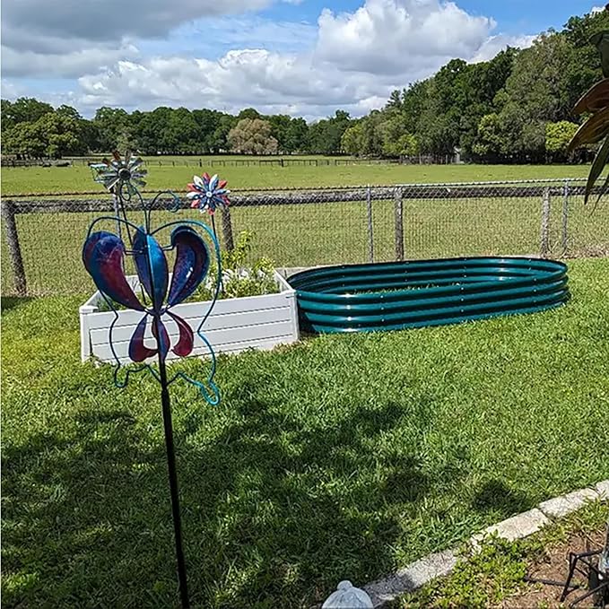 2 Pack 6x3x1FT Galvanized Raised Garden Bed Kit Oval Metal Ground Planter Box Outdoor Bottomless Planter Raised Beds for Vegetables Flowers Herbs Fruits, Green-HomvellaHome