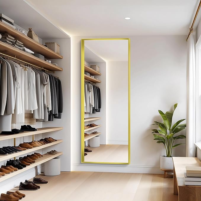 Gold Bathroom Mirror, 72x30 Inch Rectangular Framed Mirror, Large Wall Mounted Bathroom Vanity Mirror Over Sink for Bedroom,Restroom, Living Room, Hangs Vertically or Horizontally-HomvellaHome