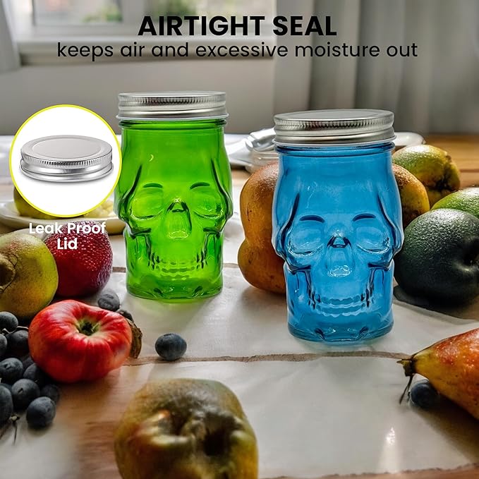 Generic 14 oz Colorful Skull Glass Mason Jar – Mix & Match 7 Vibrant Colors, Large & Durable! (Purple)-HomvellaHome